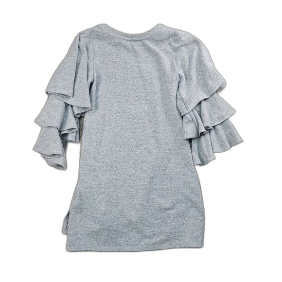 Obsess Sweater Dress with Ruffled Sleeves & Floral Embroidery Gray Girls Size Sm - Picture 2 of 9